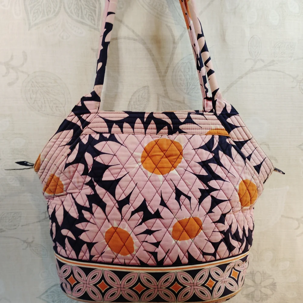 Vera Bradley Quilted Floral Shoulder/Tote Bag in Pink, Blue And Orange - Picture 1 of 4